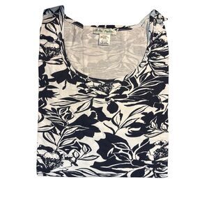 Ulla Popken 24/26 Navy Relaxed Fit Floral Cotton Tank Top Scoop Neck Plus Size N